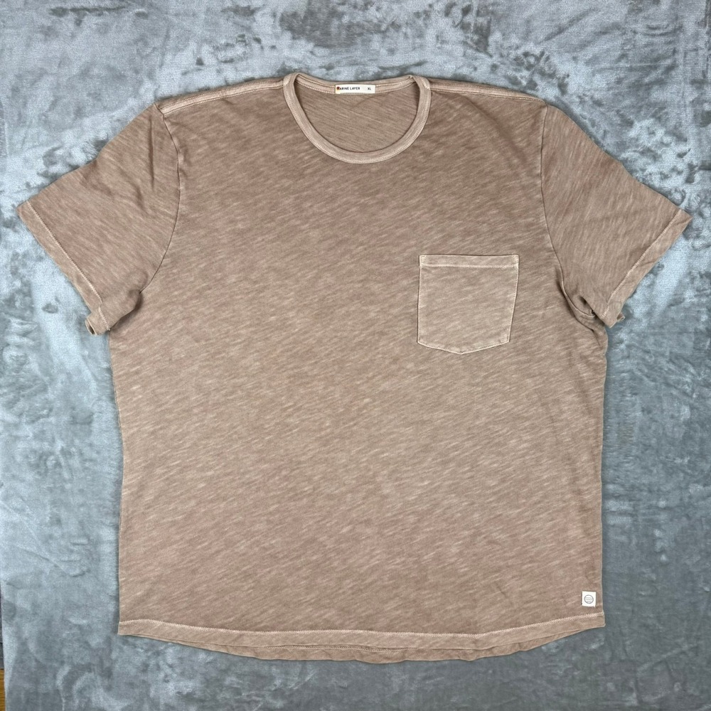 Marine Layer Heavy Slub Pocket Tee T-Shirt Mens XL Vintage Khaki $64 New NWOT